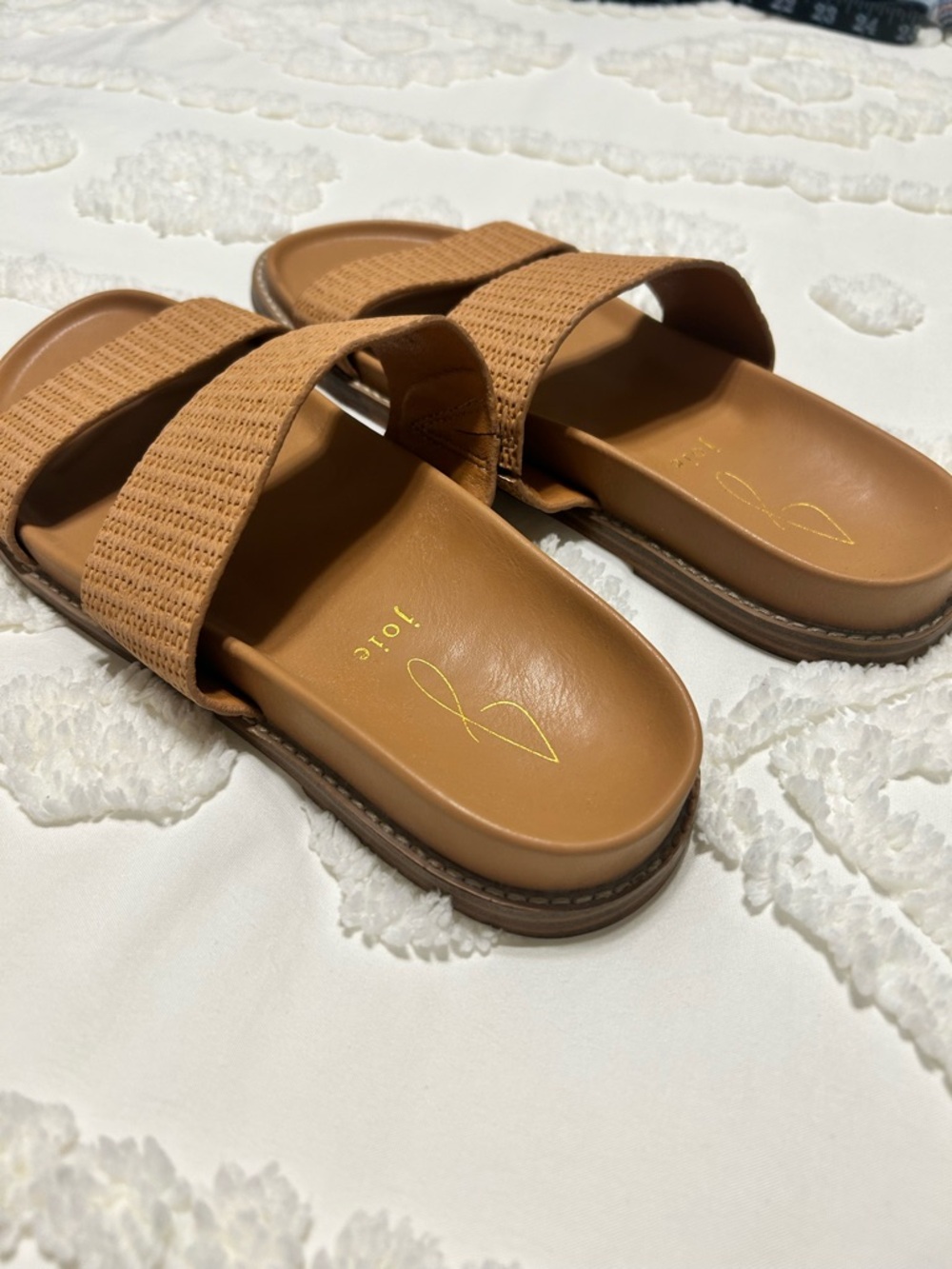 Joie Cognac Double-Strap Woven Slide Sandals - Picture 4 of 5